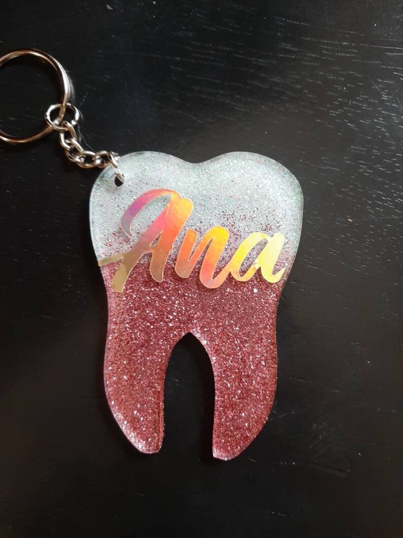 Glitter Tooth Keychain Dental Gift Hygenist Dental Etsy