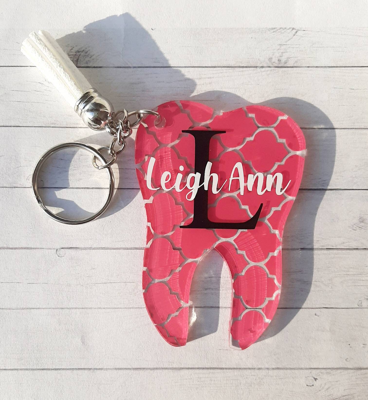 Monogrammed Tooth Keychain Customizable Dental Gift Dental Etsy