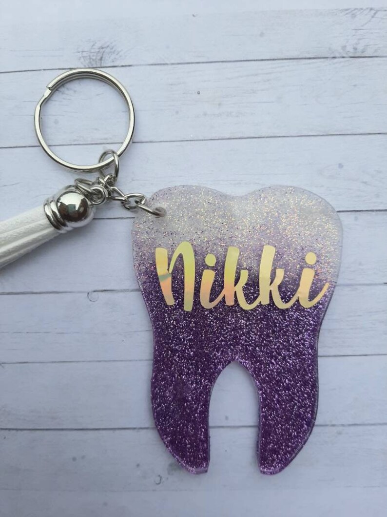 Glitter Tooth Keychain Dental Gift Hygenist Dental Etsy