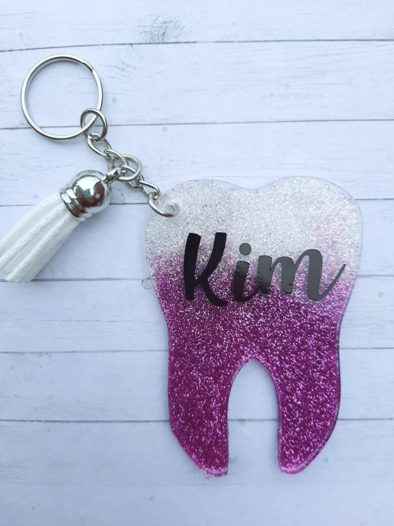 Glitter Tooth Keychain Dental Gift Hygenist Dental Etsy
