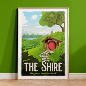 The Shire Travel Poster - Lord of the Rings Vintage Travel Poster - Minimalist Lotr Art - Bag End - Hobbiton