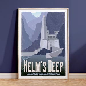 Helms Deep Travel Poster - Lord of the Rings Vintage Travel Poster - Rohan - Hornburg