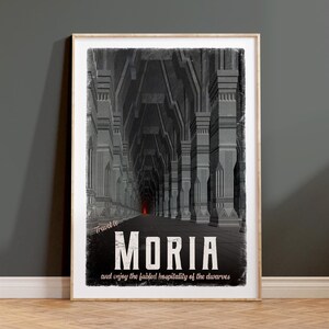 Póster de viaje de Moria - Póster de viaje vintage de El Señor de los Anillos - Arte minimalista de El Señor de los Anillos - Postal retro