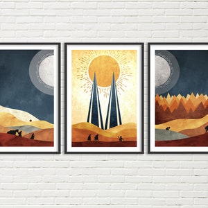 Boho Lord of the Rings Set - Set of 3 Boho Art Prints - Lotr Inspired Print