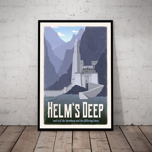 Helms Deep Travel Poster - Lord of the Rings Vintage Travel Poster - Rohan - Hornburg