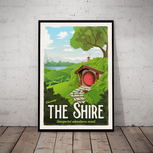 The Shire Travel Poster - Lord of the Rings Vintage Travel Poster - Minimalist Lotr Art - Bag End - Hobbiton