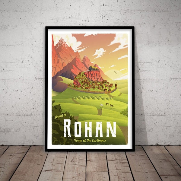 Cartel de viaje de Rohan - Cartel de viaje vintage de El señor de los anillos - Arte minimalista de Lotr