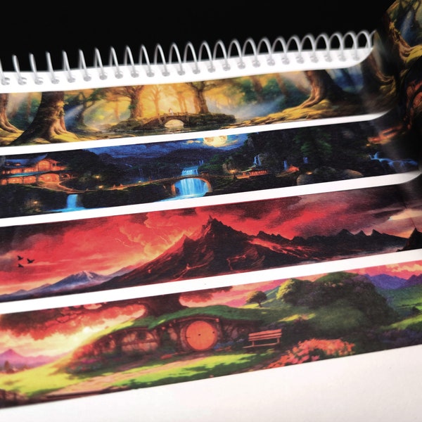 Lord of the Rings Washi Tapes Set - Shire, Rivendell, Lothlorien and Mordor - Lotr Bookmark