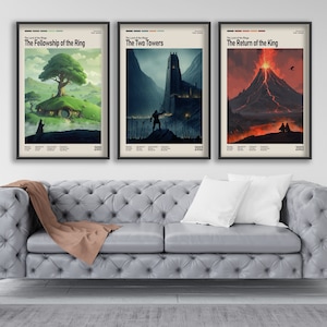 Pósteres de El Señor de los Anillos, Pósteres de películas minimalistas, Pósteres de Tolkien, Póster de la Tierra Media, Arte mural, Regalo para él
