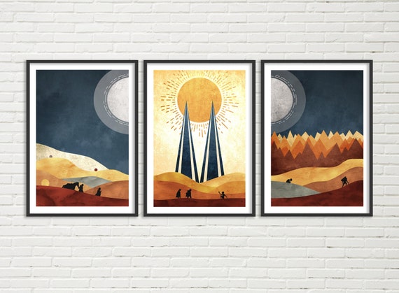 Lord of the rings Print Set of 3 wall art hobbit decor 8 x 10