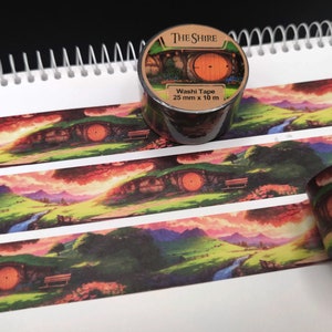 Lotr Washi Tape - Zonsondergang in de Shire - Lord of the Rings Washi Tape - Decoratief, Scrapbookbenodigdheden, Hobbitcore, Masker Papercraft