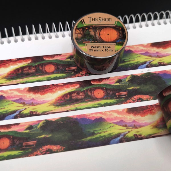 Lotr Washi Tape - Coucher de soleil dans la Comté - Seigneur des Anneaux Washi Tape - Décoratif, Fournitures de scrapbooking, Hobbitcore, Mask Papercraft