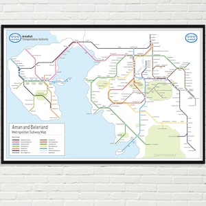 Lord of the Rings First Age Tube Map - Beleriand Subway Map - Silmarillion Map - Middle-earth - 1. AGE
