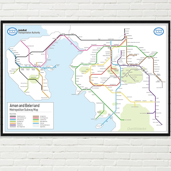 Lord of the Rings First Age Tube Map - Beleriand Subway Map - Silmarillion Map - Middle-earth - 1st AGE