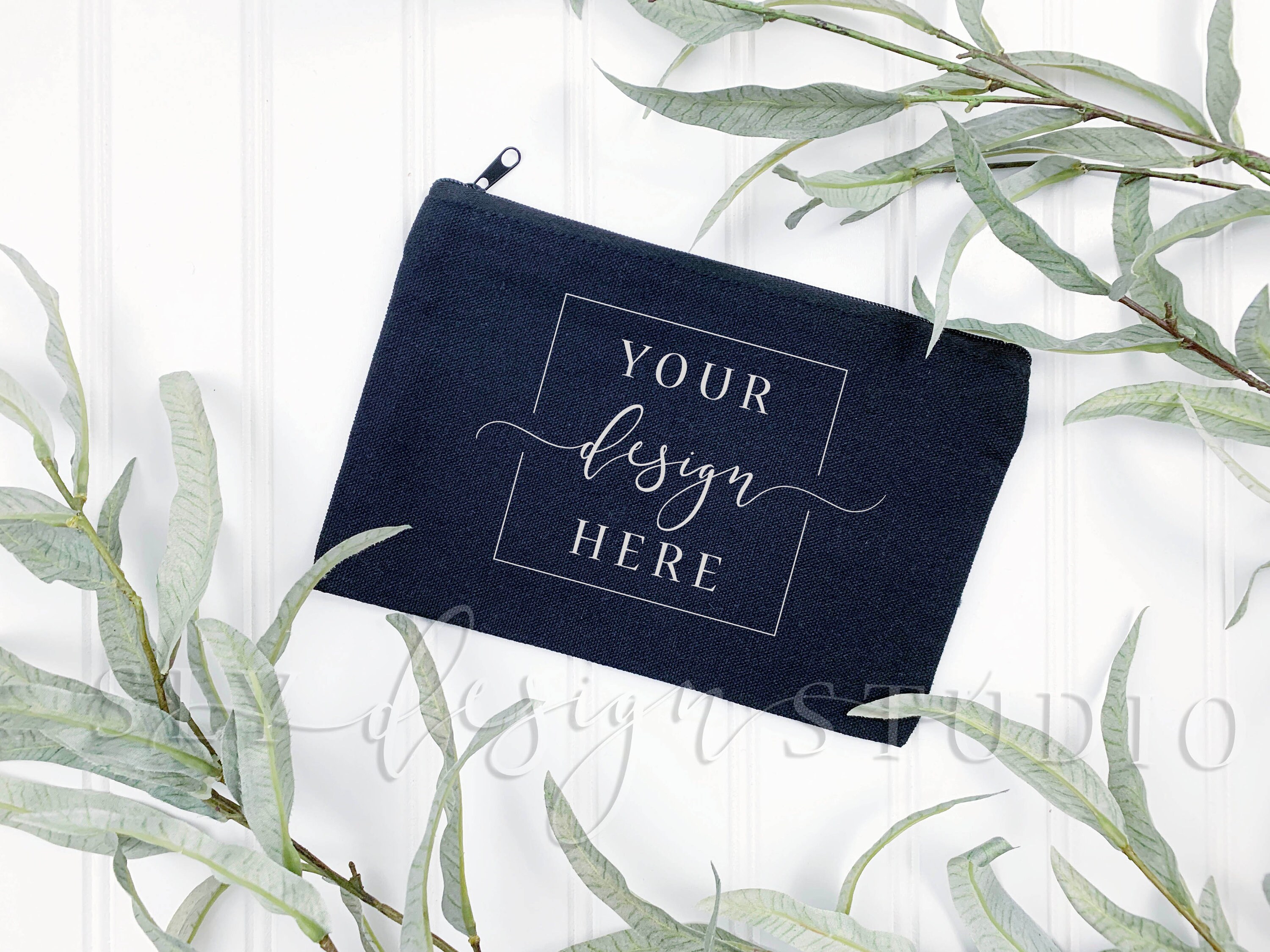 Black Canvas Zipper Pouch MOCKUP Blank Makeup Bag Cosmetic Etsy UK