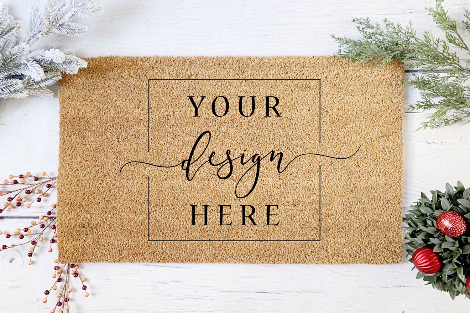 Download 5 Image Christmas Coir Doormat MOCKUP Bundle Blank Flat lay | Etsy