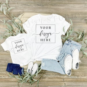 Mommy and Me Shirt MOCKUP - Tagless White Tee Shirt and white child shirt - Mother and child - Mother's Day mama baby mom mama
