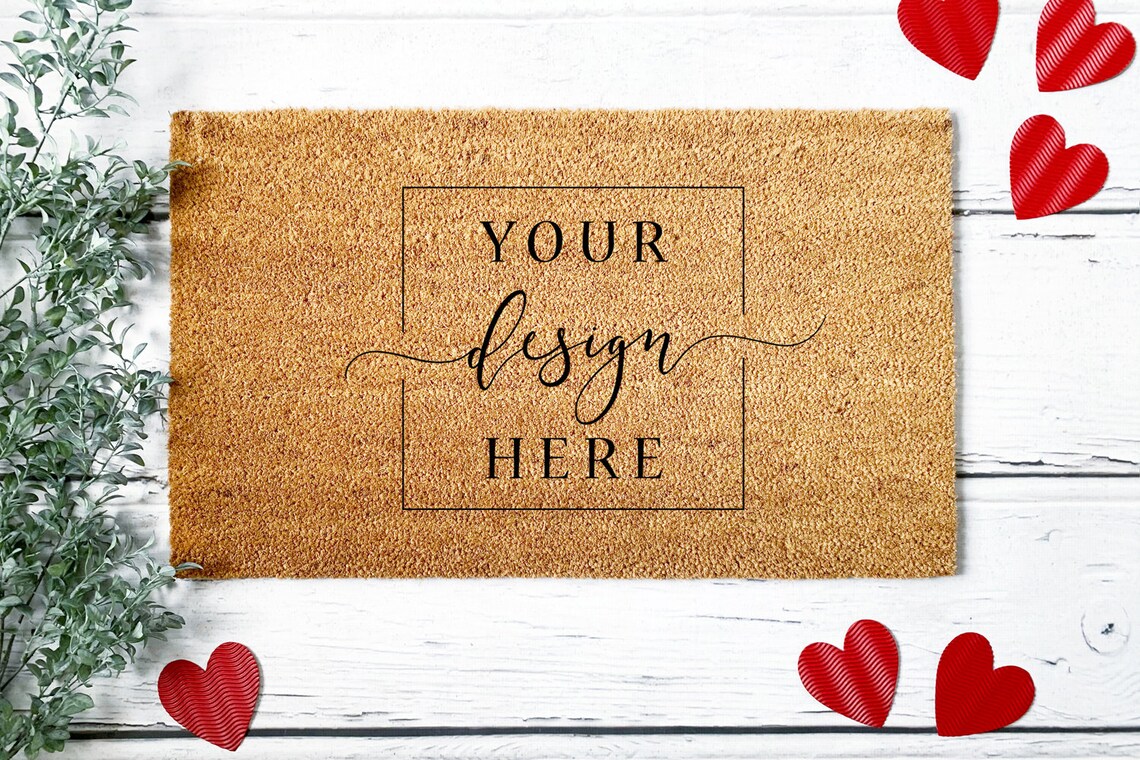 3 Image Valentines Day Coir Doormat MOCKUP Bundle Blank Flat Etsy