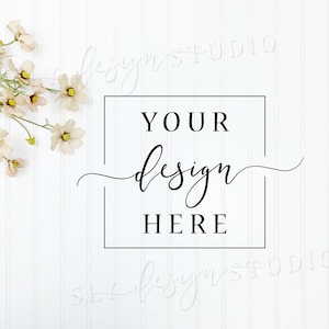 Background Mockup Photography | Neutral Themed MOCK | Plants Image | Digital Backdrop | Flat Lay | Scene Maker | Scene Creator Stock Photo