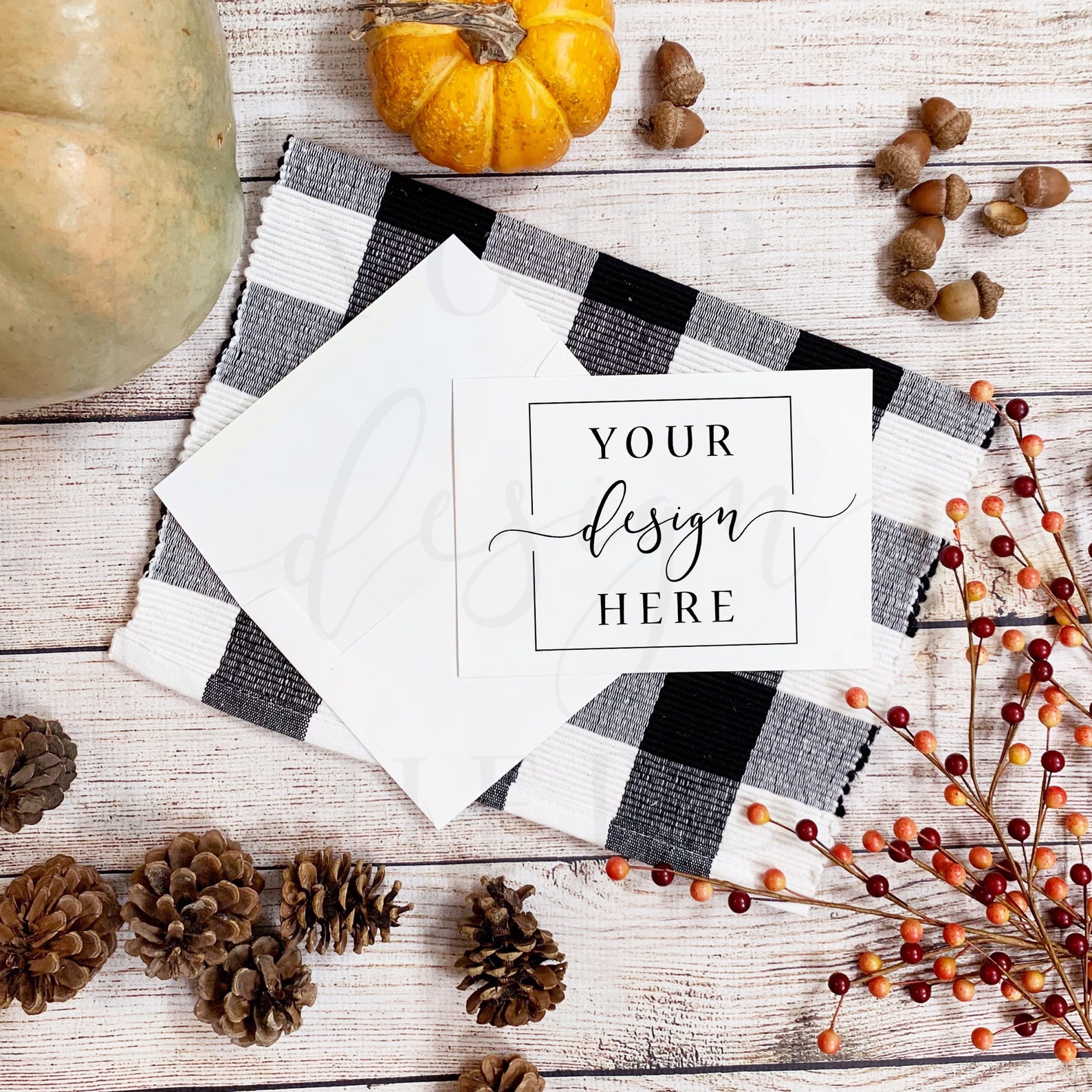 MOCKUP weiße Karte weiß Print MockUp flach liegen Herbst | Etsy