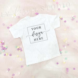 White Child Shirt Mockup Flat lay | Rustic Farmhouse | Valentines Day Kid Shirt | Conversation Hearts | Toddler | family toddler clothing