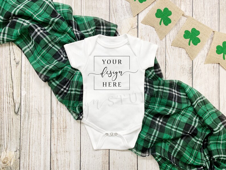 Download 2 Image St Patricks Day Onesie Mockup Bundle White Onesie Etsy