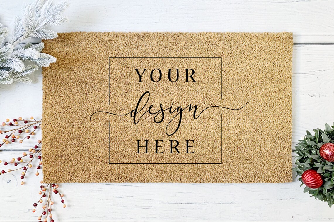 5 Image Christmas Coir Doormat MOCKUP Bundle Blank Flat Lay Etsy
