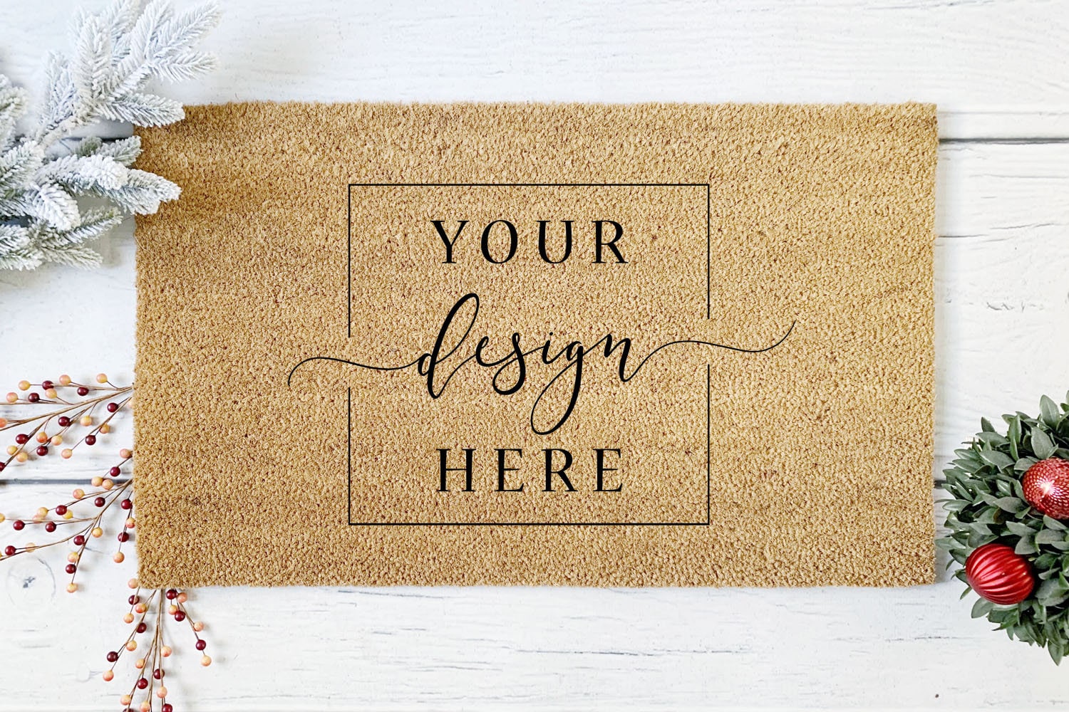 5 Image Christmas Coir Doormat MOCKUP Bundle Blank Flat Lay Etsy
