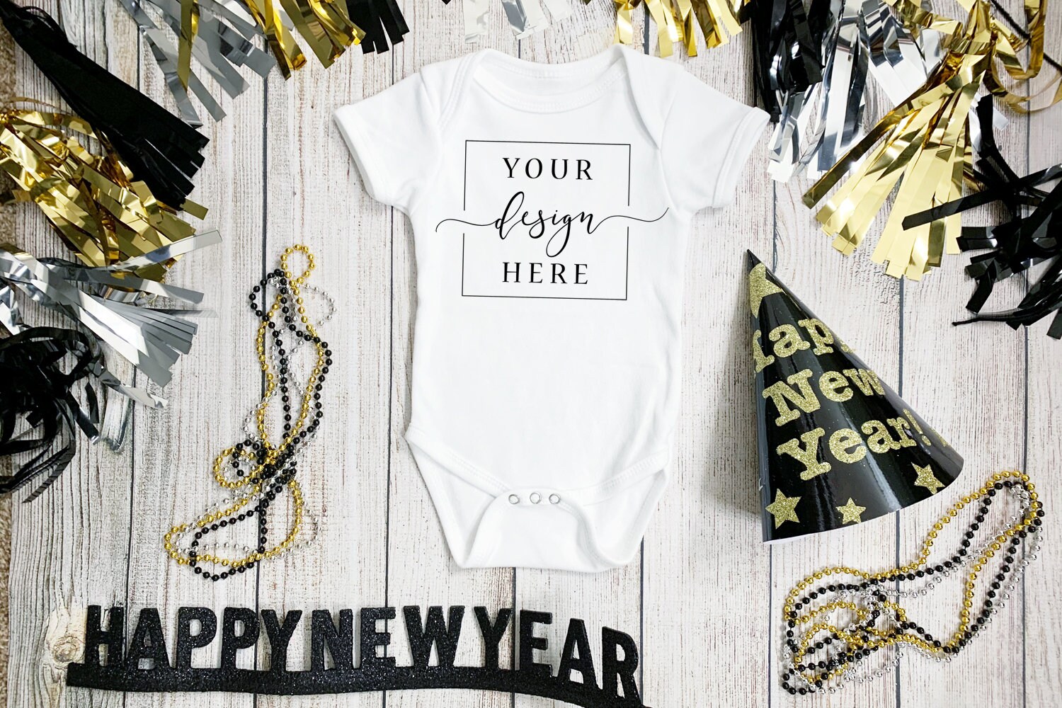 Download MOCKUP New Years White Baby Onesie Infant Bodysuit Flat | Etsy