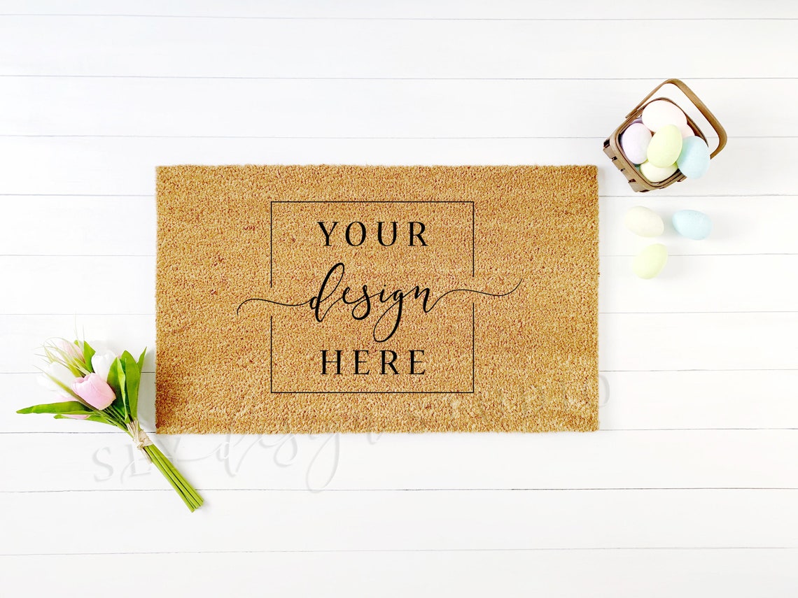 Download Easter Coir Doormat MOCKUP Bundle White Wood background Flat | Etsy