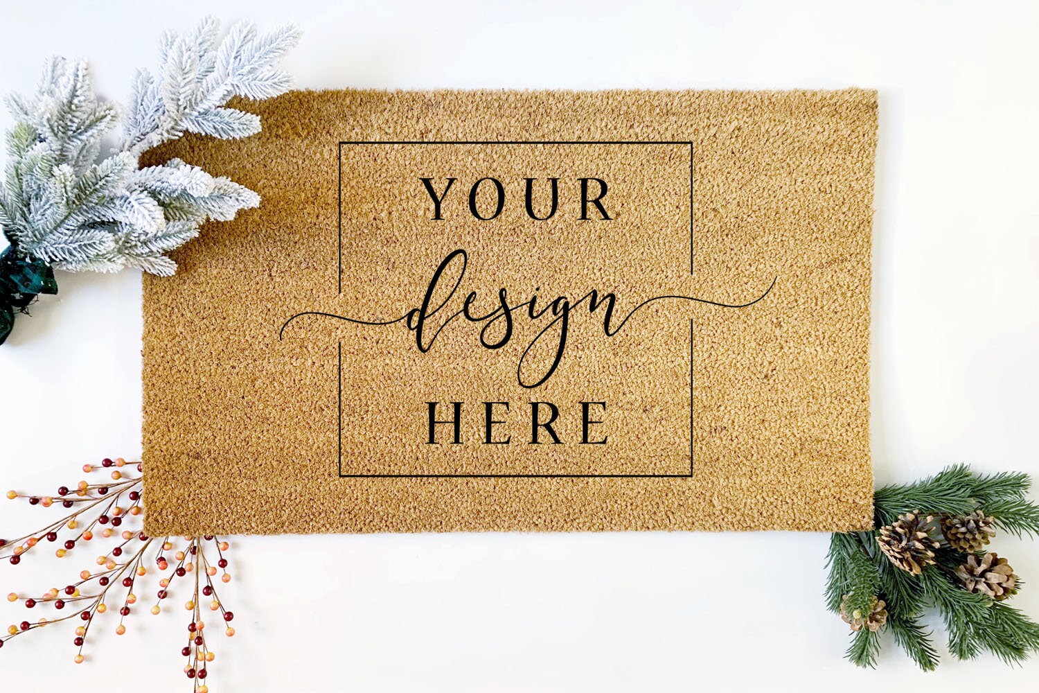 Download 5 Image Christmas Coir Doormat MOCKUP Bundle Blank Flat lay | Etsy