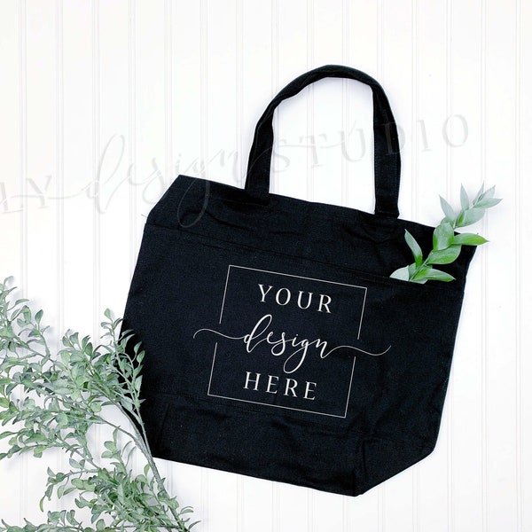 Black Canvas Tote Etsy