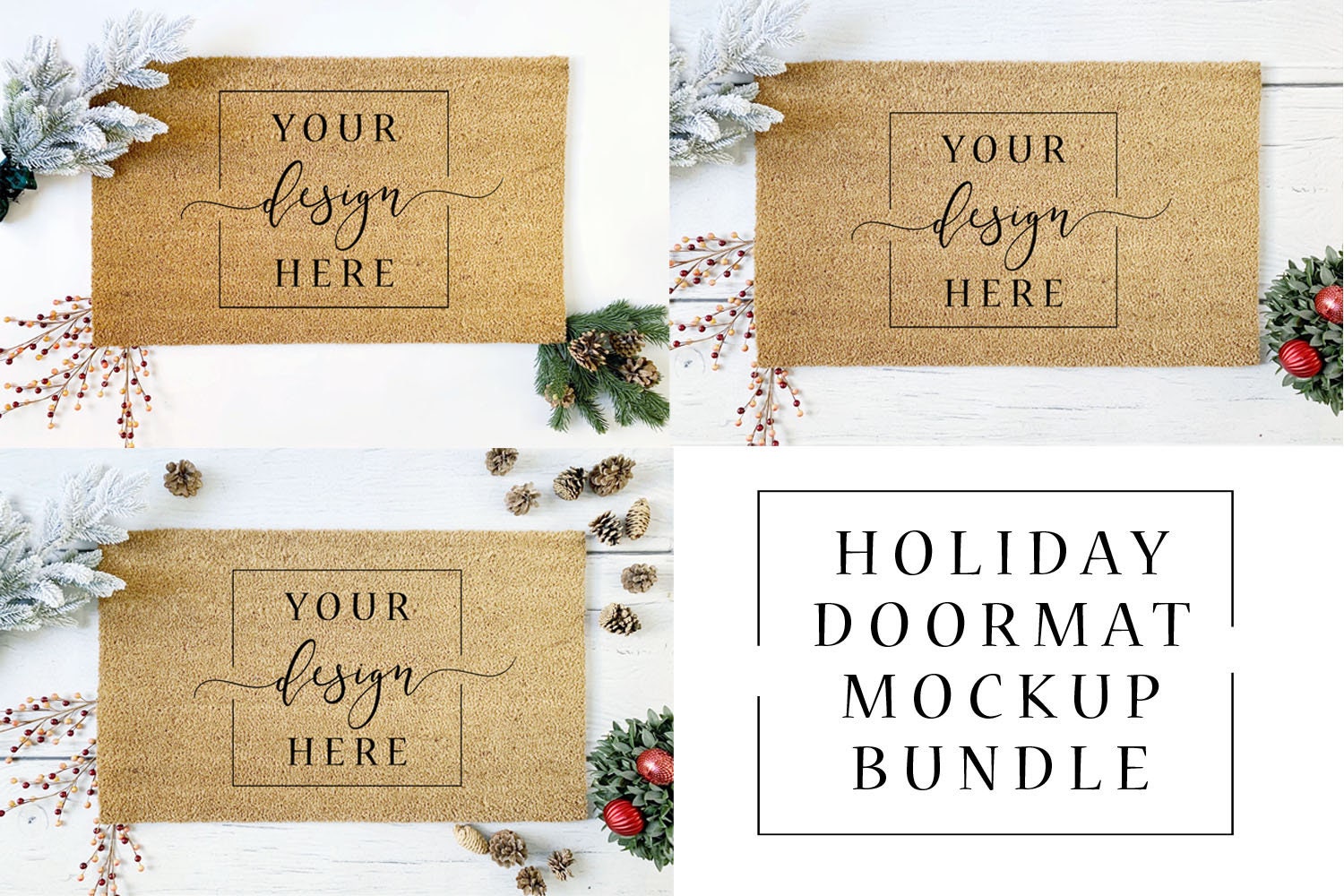 Download 5 Image Christmas Coir Doormat MOCKUP Bundle Blank Flat ...