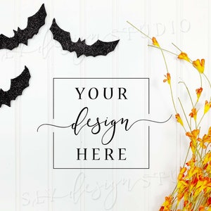Background Mockup Photography | Fall Themed MOCK | Halloween Image | Digital Backdrop | Flat Lay | Scene Maker | Scene Creator Stock Photo