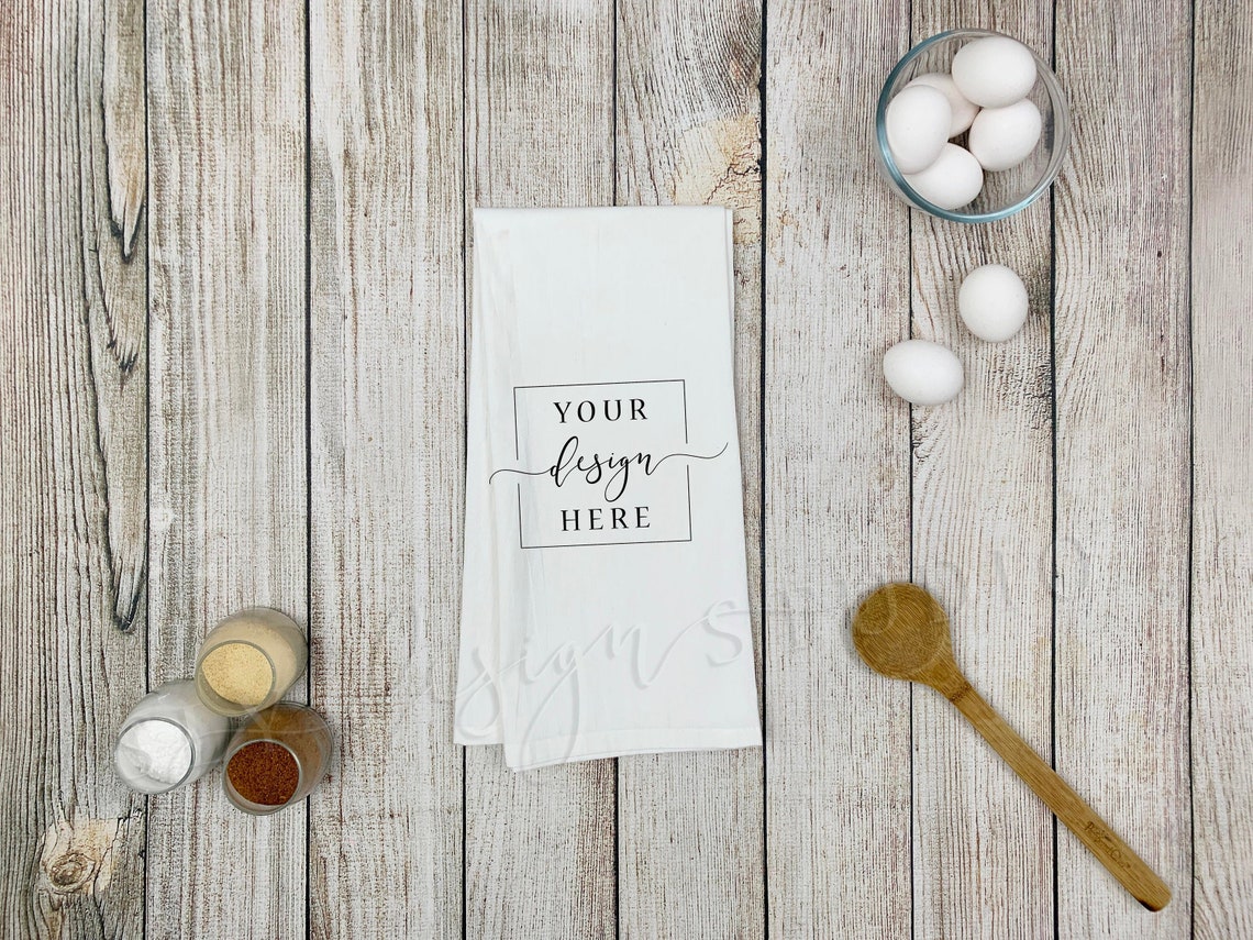 Download White Tea Towel Mockup Flour Sack Farmhouse MOCKUP Dish | Etsy