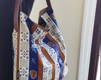 African  print tote bag, Large size shoulder bag Hobo tote bag bucket tote, slouchy handbag,
