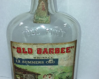 Pre-prohibition old barbee  whiskey empty bottle flask 1914 Kentucky