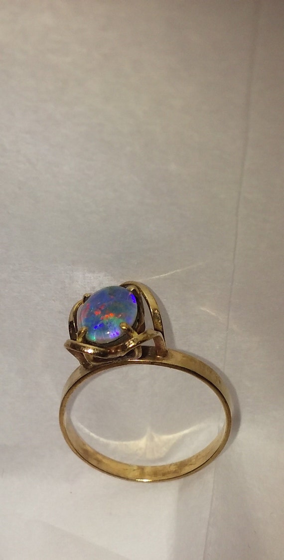 Victorian natural  black opal 9K marked