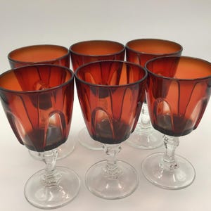 Vintage Ruby Red Cordial Liqueur Glasses  French Arques Crystal  3-5/8" Set of 6