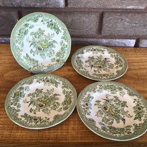 Enoch Wedgwood Tunstall Ltd Kent Green White Bread Plate Set of 4