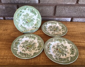 Enoch Wedgwood Tunstall Ltd Ensemble de 4 assiettes à pain blanc, vert kent