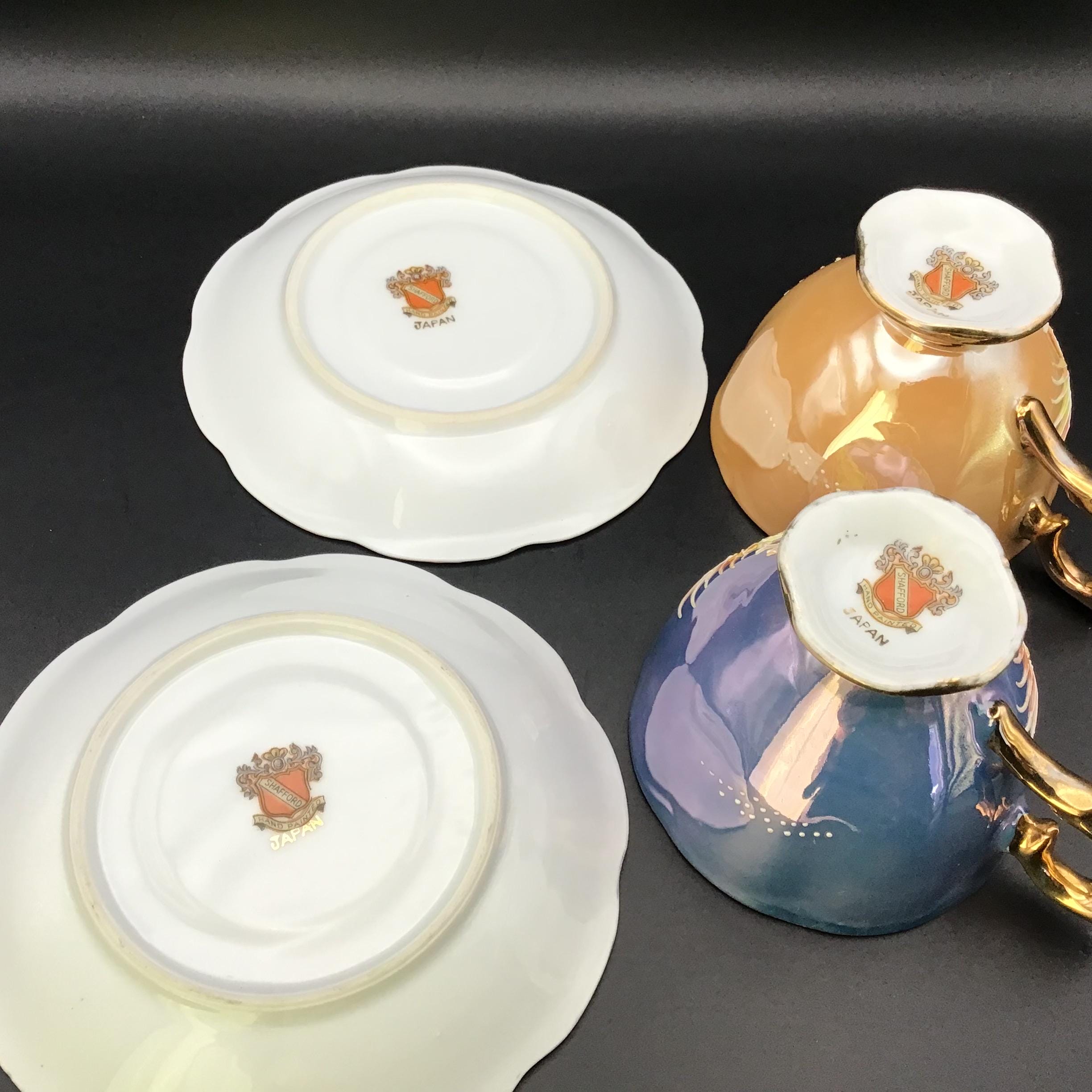 Moriage Lusterware Tea Cup Shafford Japan Raised Rooster