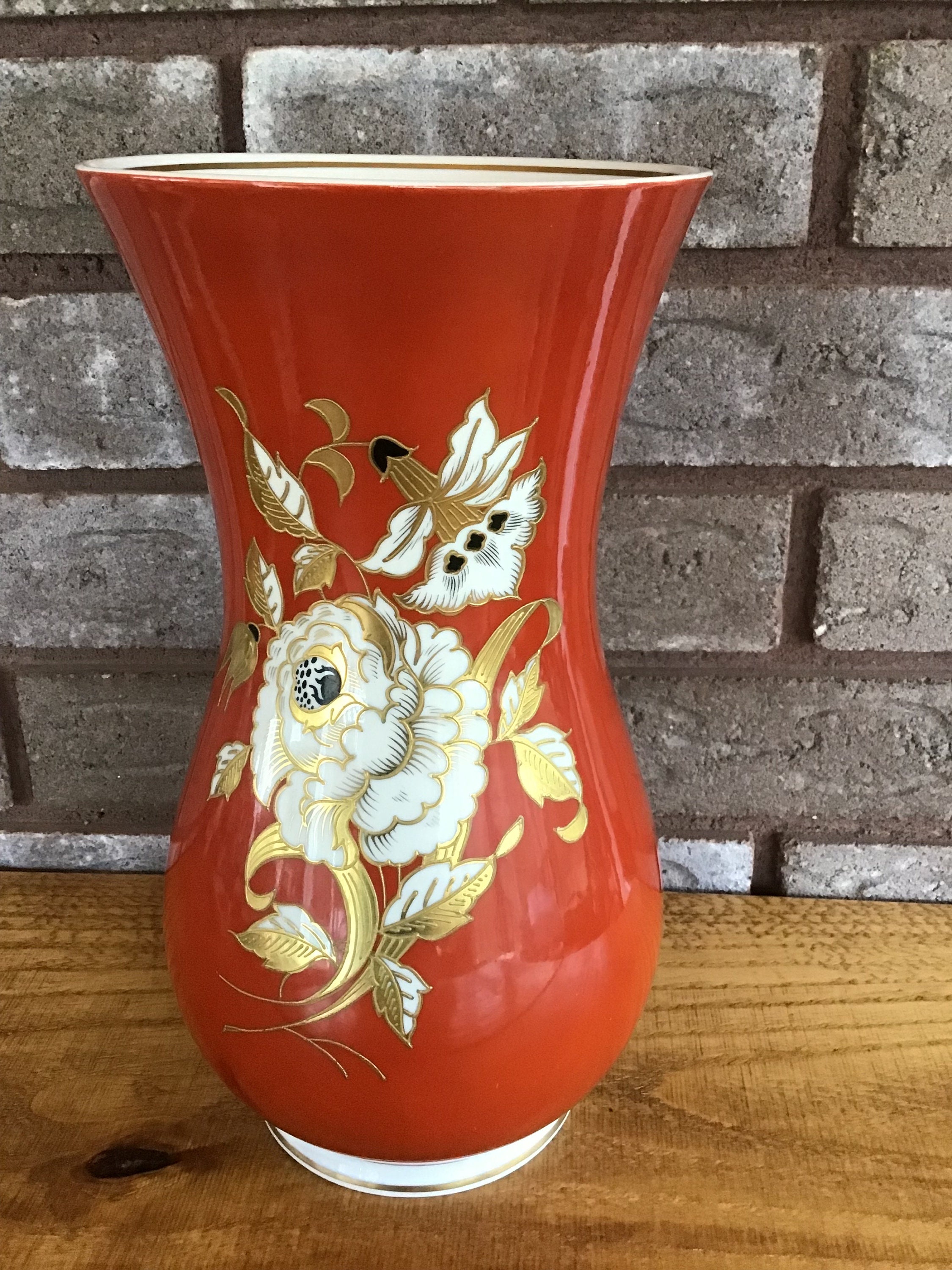 お礼や感謝伝えるプチギフト Echt Kobalt East Germany Wallendorf 1764 Vase Orange 花瓶・フラワースタンド