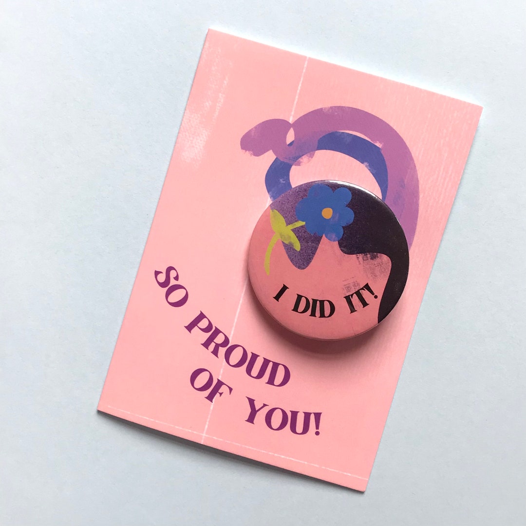So Proud of You Well Done Badge Card for Passing Exams, Graduation or ...