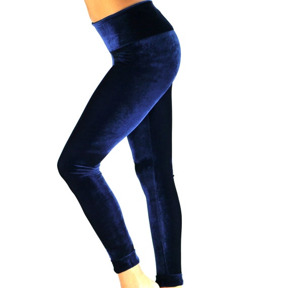 Leggings Made of Velvet Fabric in Dark Blue -  Canada