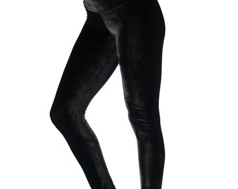 LEGGINGS made of velvet in black/ Warm leggings made of velvet