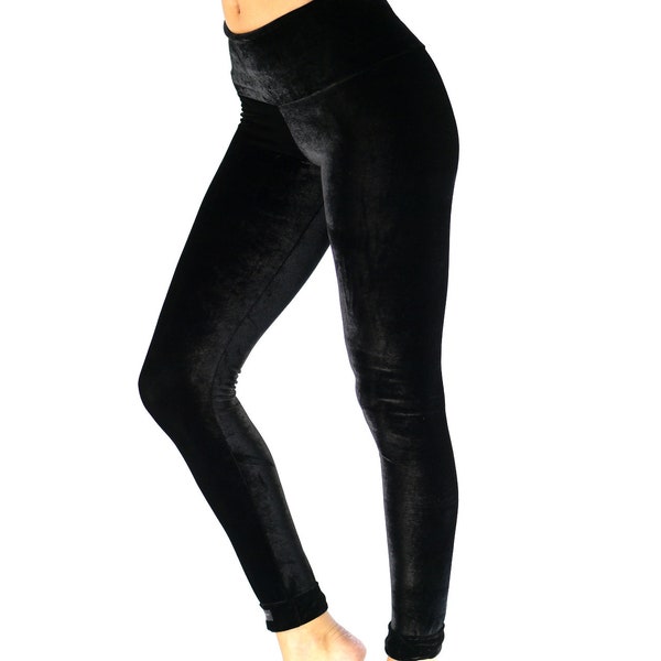 LEGGINGS made of velvet in black/ Warm leggings made of velvet