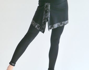 Zwarte katoenen legging met rok