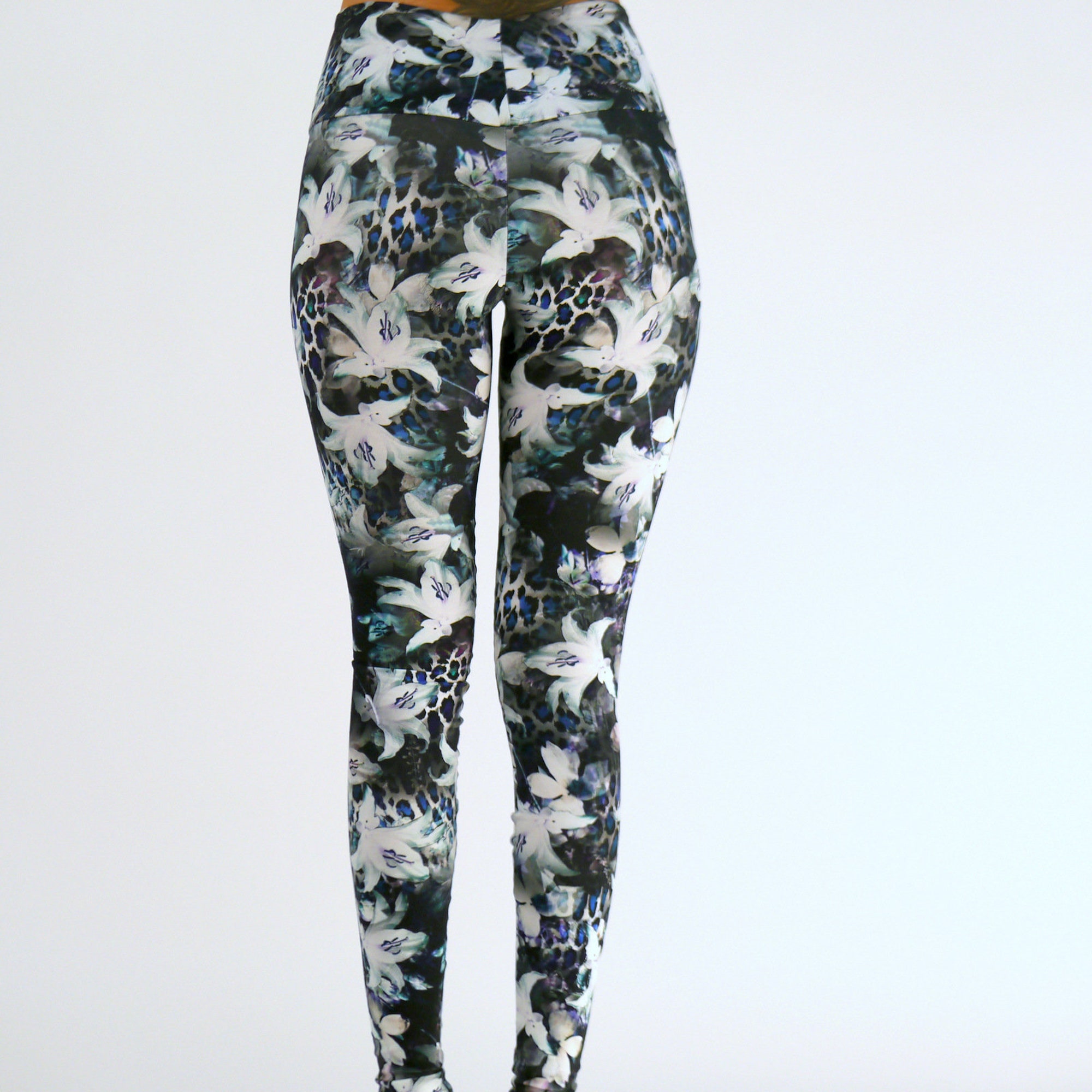 Cotton leggings with floral motif