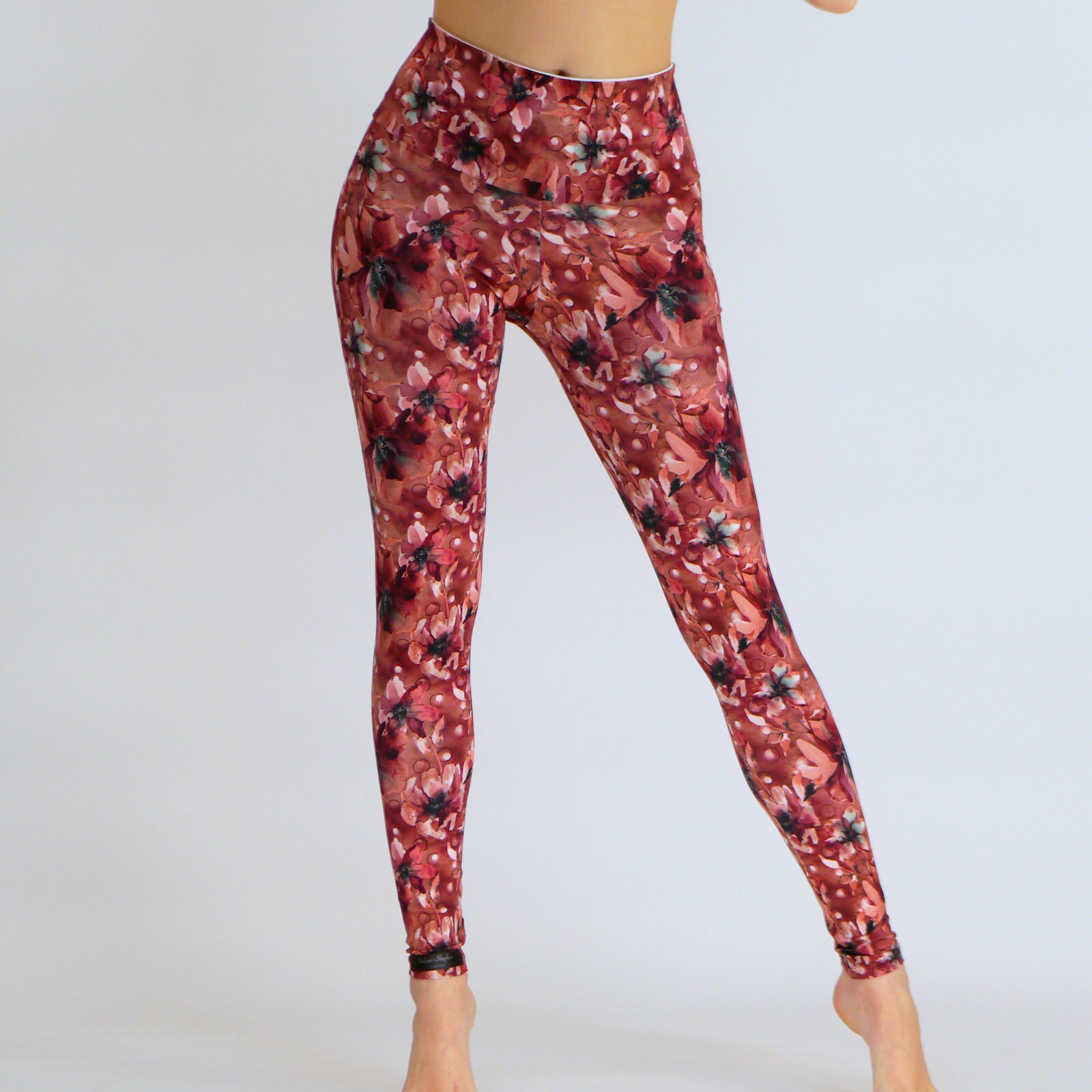 LEGGINGS With Abstract Cotton Floral Pattern Unisex 